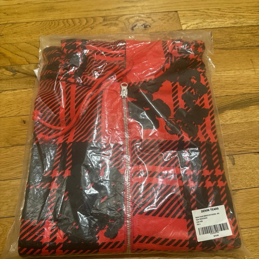 Red and Black Plaid Zip-Up Hoodie